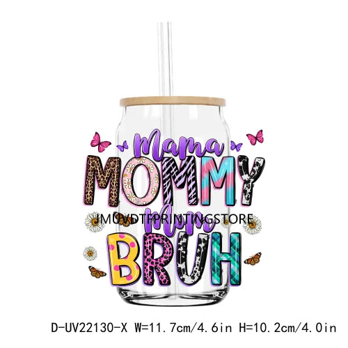 Afro Black Mama Mom Autism Awareness UV DTF Transfers Stickers Decals For Libbey Cold Cups Mugs Tumbler Waterproof DIY Craft