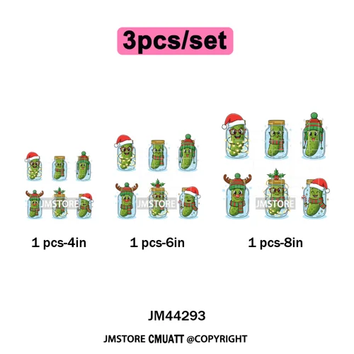 Merry Pickles Christmas Xmas Cucumber Holiday Santa Iron on Washable DTF Heat Transfer Stickers Ready to Press for T-shirts Bags