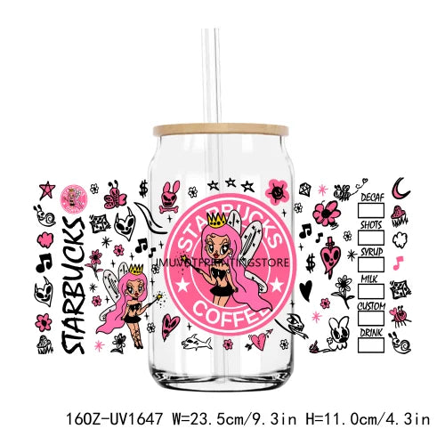 Dog Mom Club Cafecito Time 16OZ UV DTF Cup Wrap Transfer Stickers Custom Labels DIY Durable Waterproof Logo For Libbey Glass Can