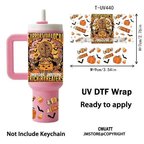 Halloween Nightmare Cartoon Characters UV DTF Mini Tumbler Keychain Wraps Ready To Apply Transfer Stickers Waterproof Decals