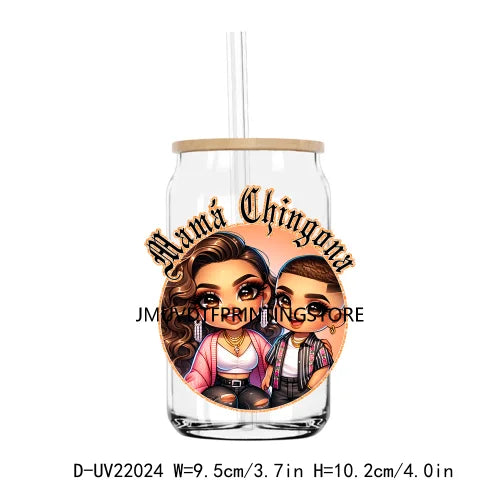 Chicano Latina Mama Family UV DTF Transfers Stickers Decals For Libbey Cold Cups Mugs Tumbler Waterproof DIY Craft Gift For Mom