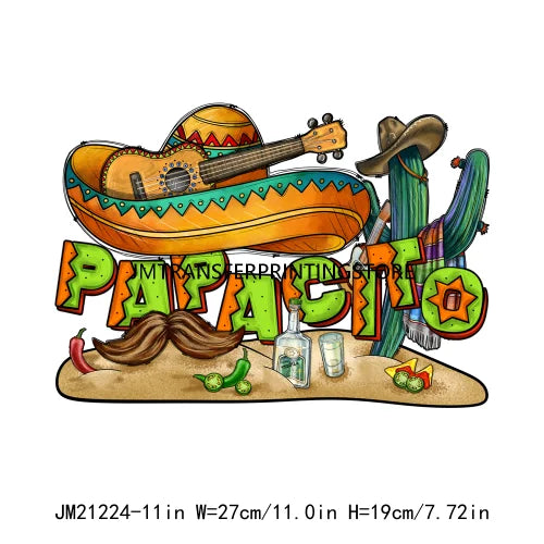 Colorful Mexican Pinata Latina Cinco De Mayo Festival Logos Iron On Fiesta Tacos Tequila DTF Transfer Stickers For Clothing