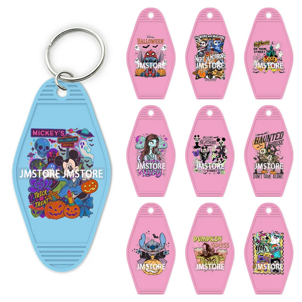 Horror Pumpkin Halloween Cartoon UV DTF Motel Keychain Decal Ready To Ship Durable Transfer Stickers Prints For Hotel Keychain