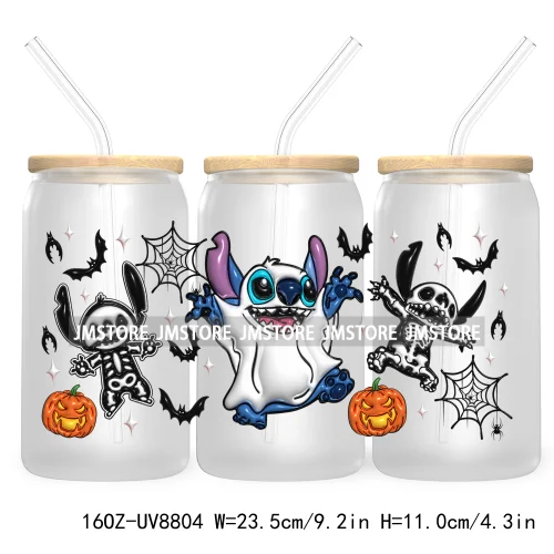 3D Horror Halloween UV DTF Sticker For 16OZ Libbey Glass Cup Can Wrap Transfer Stickers Custom Label DIY Logo Cartoon Blue Koala