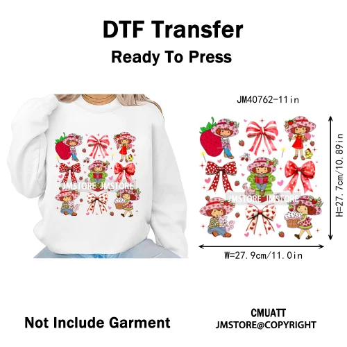 Best Friends Birthday Cute Little Berry Girl Coquette Character Design Iron on DTF Transfers Stickers Ready to Press for Textile