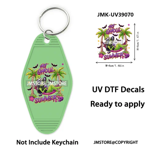 Halloween Horror Movies Witch Girl UV DTF Motel Keychain Decal Ready To Ship Durable Transfer Stickers Prints For Hotel Keychain