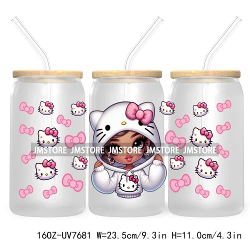 Cartoon Baby Princess Best Friends 16OZ UV DTF Cup Wrap Transfers Stickers For Libbey Glass Can Cups Tumbler Waterproof Labels