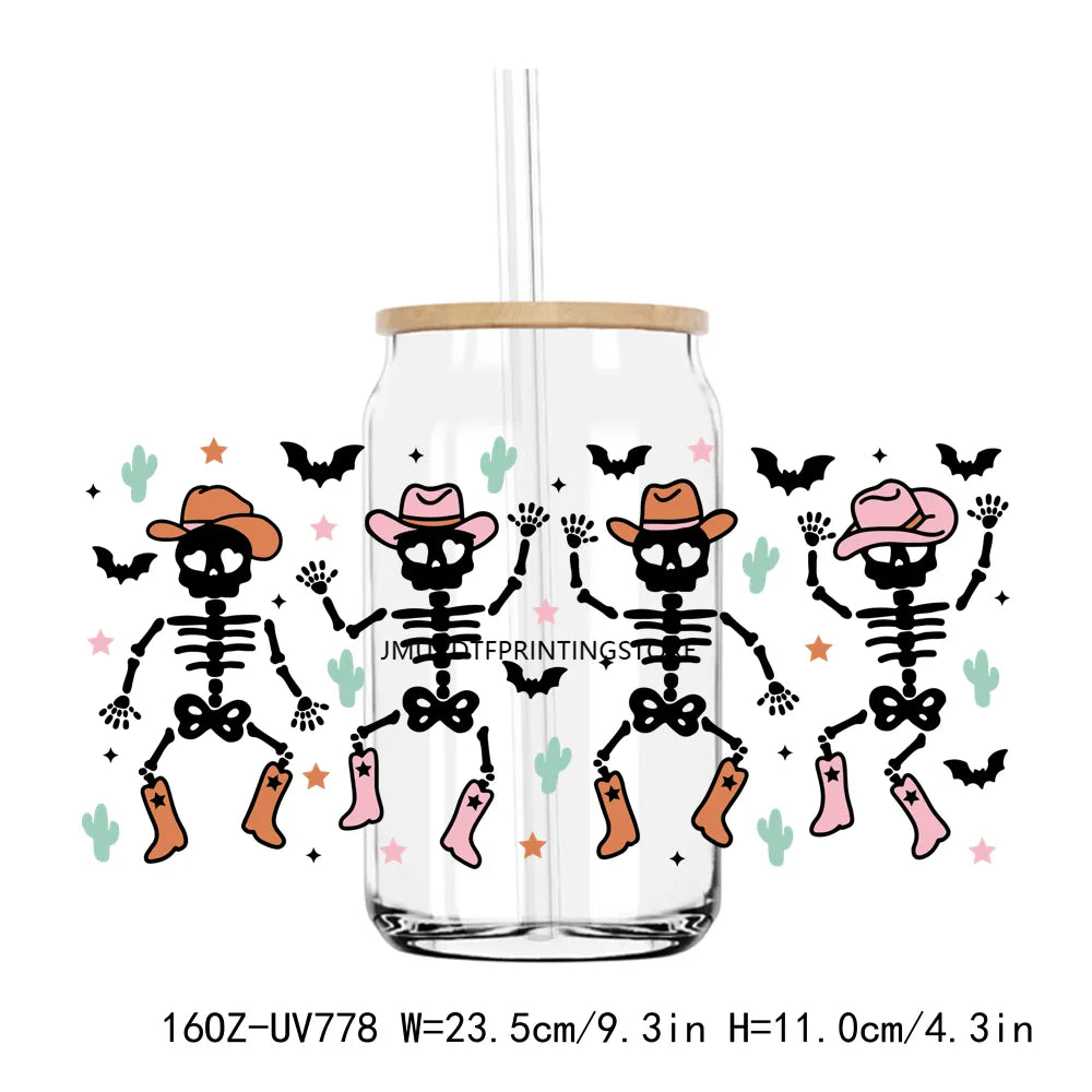 New Halloween Boo Ghost 16OZ UV DTF Cup Wrap Transfers Stickers Custom Labels DIY Durable Waterproof Logo For Libbey Glass Can