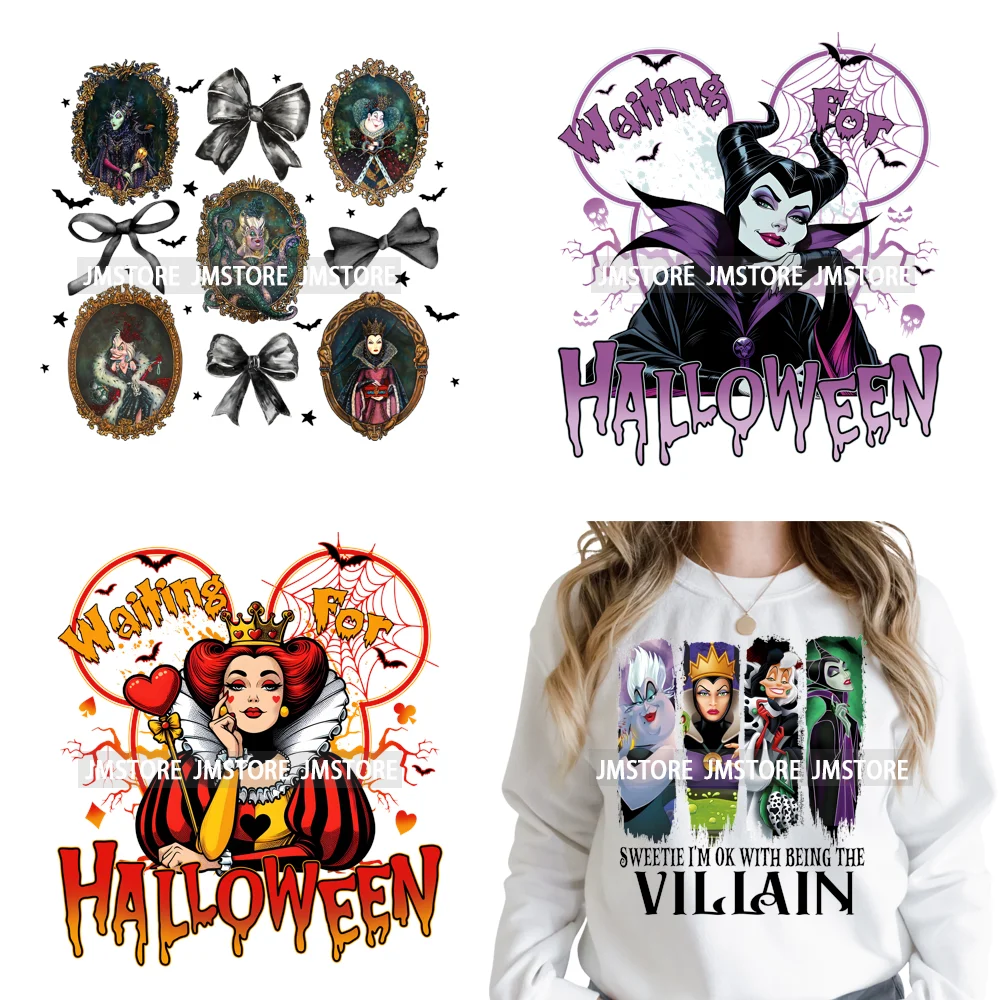 Waiting For Halloween Coquette Bad Girls Friends Wicty Logos Iron on DTF Washable Transfers Stickers Ready to Press for Clothing