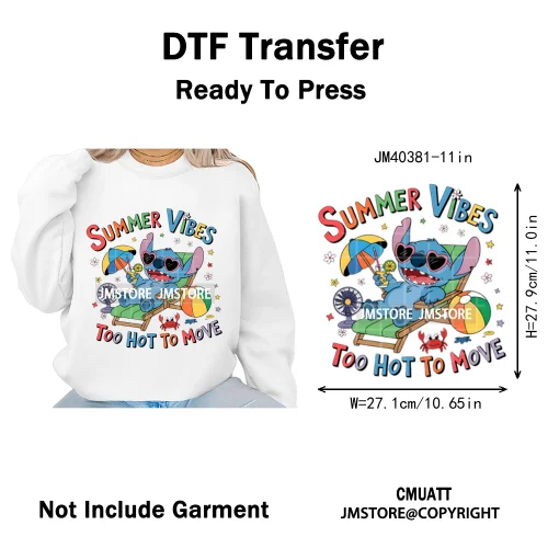 Aloha Flower Summer Vibes Cartoon Animal Vacation Life Designs Iron on DTF Washable Transfers Sticker Ready to Press for Clothes