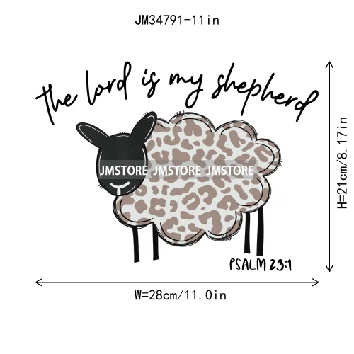 The Lord is my Shepherd Easter Christian Spring Floral Easter Bunny Bow Iron On DTF Transfer Stickers Ready To Press For Clothes