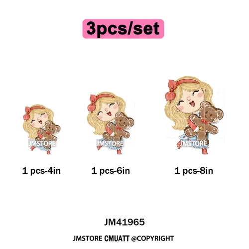 Cute Winter Christmas Girls Baby Mermaid Kids Cartoon Character Iron on DTF Washable Transfers Stickers Ready to Press for Texti