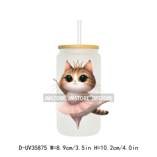 Dancing Cats Kittens Queen UV Sticker Decals For Libbey Cold Cups Mugs Tumbler Transfer Stickers Waterproof High Quality Labels