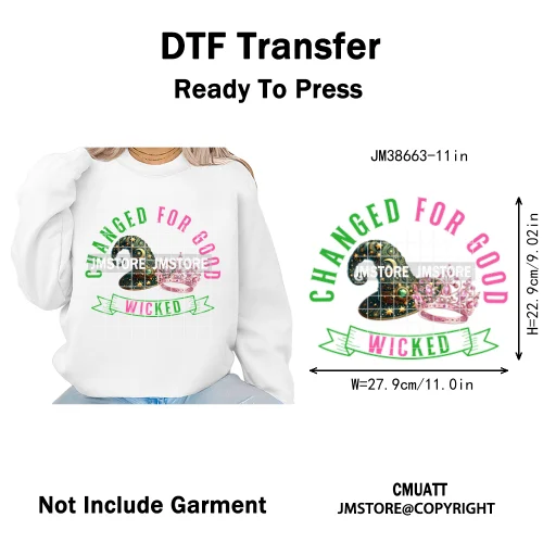 In My Witch Era Pink Goes With Green Coquette Bow Magic Broom Iron on DTF Washable Transfers Stickers Ready to Press for Textile