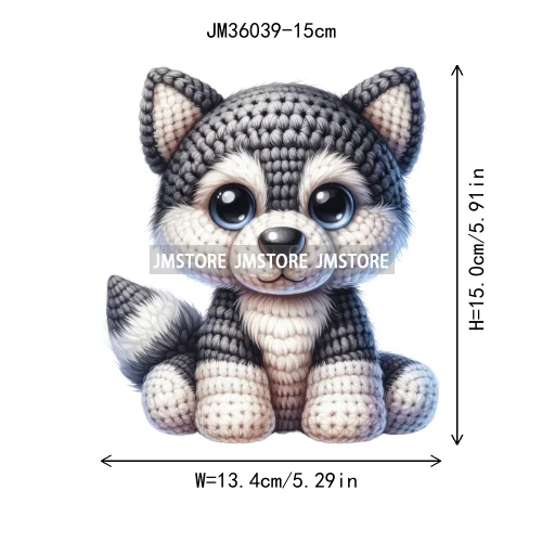 15cm 5.9in Colorful Cute Needle Hook Animal Iron On DTF Heat Transfer Sticker For Clothes Print Vinyl Washable T-Shirt Appliques