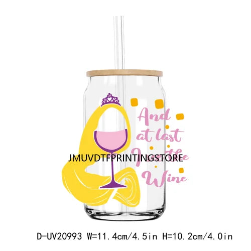 Princess Wine Glass UV DTF Transfers Stickers Decals For Libbey Cold Cups Mugs Tumbler Waterproof DIY Logo Cartoon Mouse