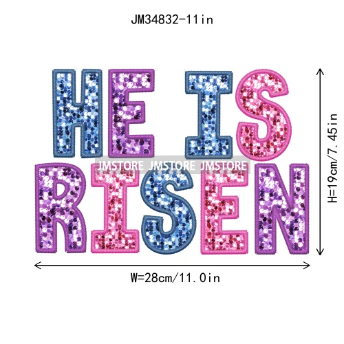 Colorful Faux Sequin Glitter Happy Easter Bunny University Letters Iron On DTF Transfers Stickers Ready To Press For Hoodies