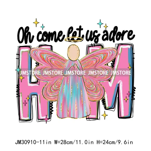 Oh Come Let Us Adore Him Jesus Religious Christmas Season Bible Verse Iron On DTF Transfers Stickers Ready To Press For T-shirts