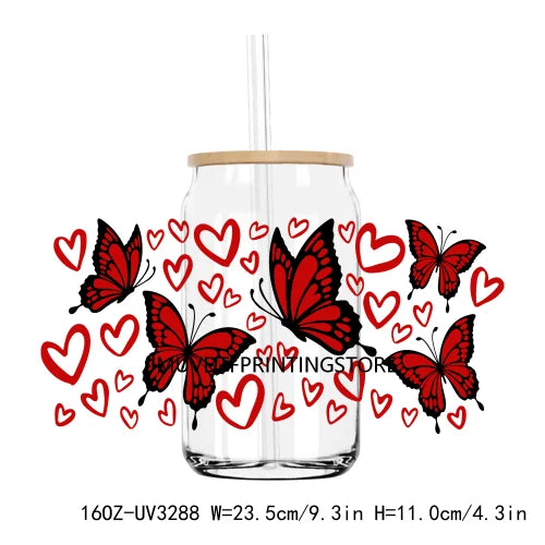 Cupid Ghostie Spooky Valentine's Day UV DTF Sticker For 16OZ Libbey Glass Cup Can Wrap Transfer Sticker Custom Labels DIY Logo