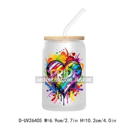 Pride Love Rainbow Heart UV DTF Transfer Stickers Decals For Libbey Cold Cups Mugs Durable Waterproof Custom Logo Label Best Gay