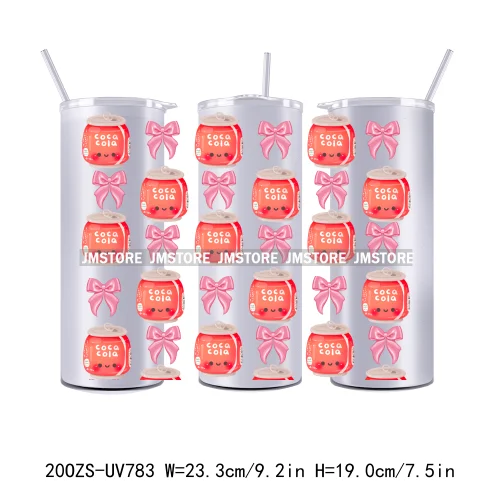 Girly Coquette Bow Drink Soda Can 20OZ UV DTF Straight Wrap Transfers Stickers Custom Labels Durable Waterproof Logo For Tumbler