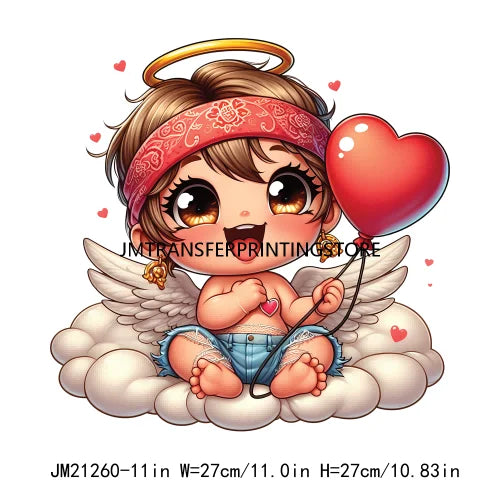 Sweet Pink Valentine's Angel Baby Concha Designs Kids Love Heat Transfer Stickers Ready To Press For T-shirts