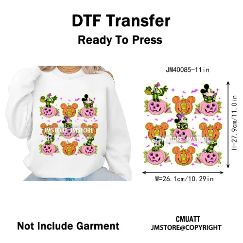 Happy Halloween Season Pumpkin Skull Cartoon Character Girly Evil Queen Iron on DTF Transfer Stickers Ready to Press for Textile