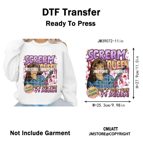 Ghoul Mum Witchy Halloween Horror Killer Movie Character Iron on DTF Washable Transfer Stickers Ready to Press for T-shirts Bags