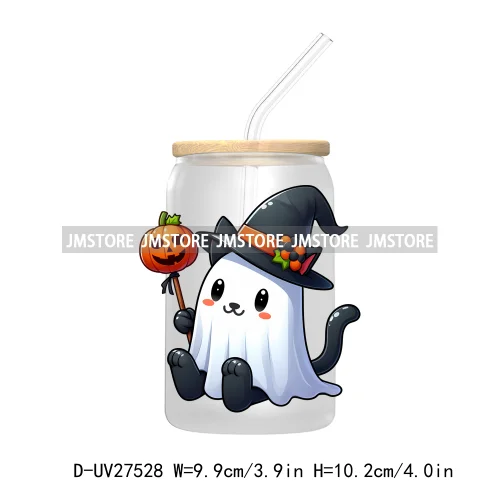 Cute Ghost Stay Spooky Halloween Pumpkin UV DTF Transfer Stickers Decals For Libbey Cold Cups Mugs Tumbler Waterproof Craft Boo