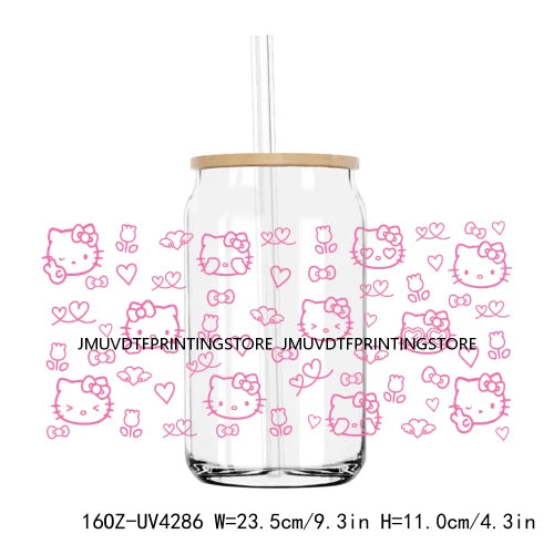 Candy Heart Cartoon Characters Couple UV DTF Sticker For 16OZ Libbey Glass Cup Can Wrap Transfer Sticker Custom Labels DIY Logo