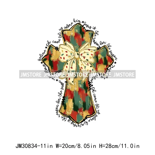 Fashion Christmas Tree Girls Winter Coquette Blessed Christian Sayings Iron On DTF Transfers Stickers Heat Press For Sweatshirts