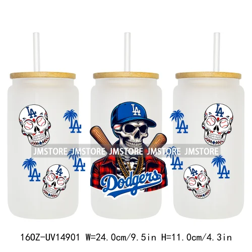 Baseball Sport Cartoon Characters UV DTF Wraps Transfer Sticker Ready To Apply Waterproof Logo For 16OZ Libbey Glass Can Tumbler