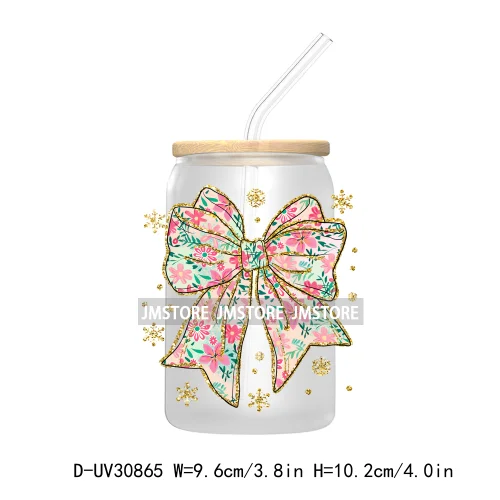 Christmas Pencil Tree Gift For Teacher UV DTF Transfer Stickers Decals For Libbey Cold Cups Mugs Tumbler Waterproof Coquette Bow