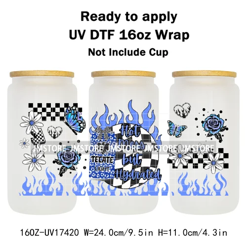 Retro Drink Quotes Butterfly Flower Heart 16OZ UV DTF Cup Wraps Ready To Apply Waterproof Transfer Stickers For Libbey Glass Can