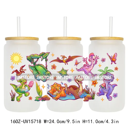 Funny Horror Halloween Characters UV DTF Wraps Transfer Sticker Selfadhesive Waterproof High Quality For 16OZ Libbey Glass Can