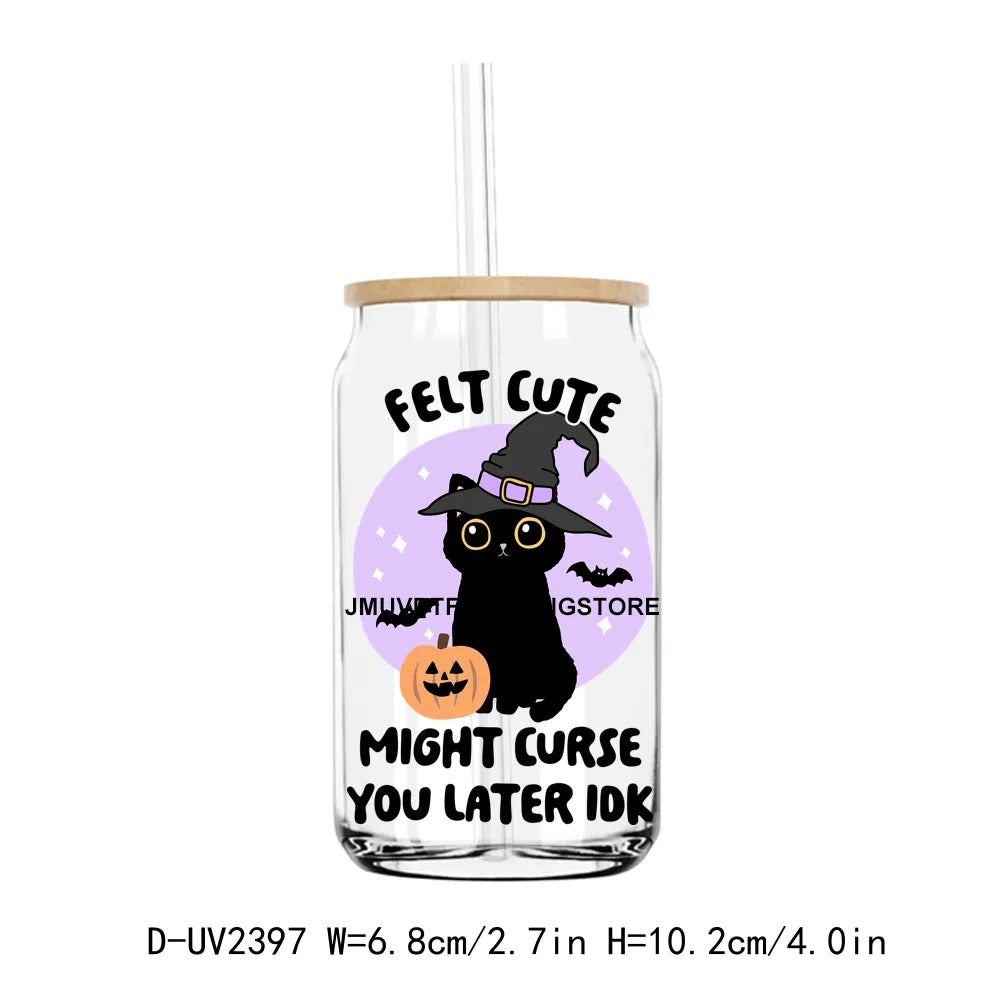 Boo Jee Cute Ghost With Coffee Halloween UV DTF Transfers Stickers Decals For Libbey Cold Cups Mugs Tumbler Waterproof DIY Craft