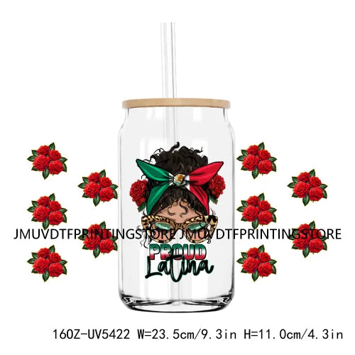 Proud Latina Chicano Girl With Rose UV DTF Transfer Stickers Decal For Libbey Cold Cups Mugs Tumbler Waterproof DIY Logo Mexican