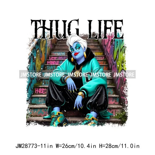 Thug Life Halloween Cartoon Character Scary Vibes Gangster Killer Decals Iron On DTF Transfer Sticker Ready To Press For Hoodies