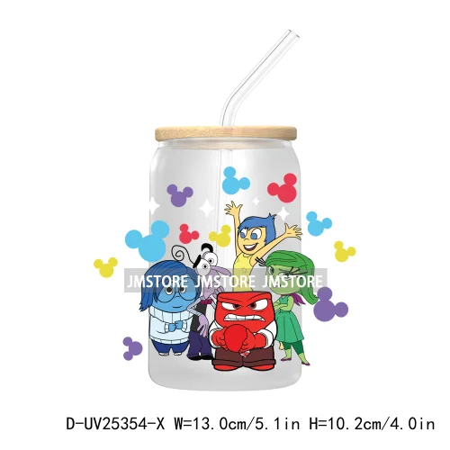 Cartoon Characters Emotions UV DTF Transfer Stickers Decals For Libbey Cold Cups Mugs Durable Custom Labels Mental Health Matter