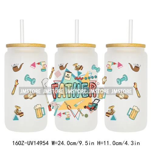 Dad Daily Affirmations Father's Day 16OZ UV DTF Cup Wrap Ready To Apply Waterproof Transfer Sticker For Libbey Glass Can Tumbler