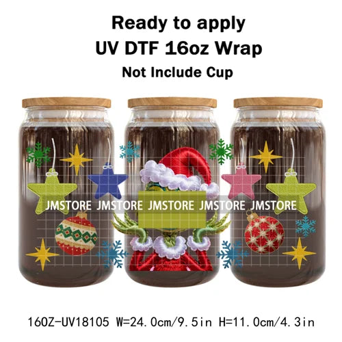 Christmas Cartoon Holiday Movie Friends UV DTF Cup Wrap Ready To Apply Transfer Stickers 16OZ Tumbler Wraps For Libbey Glass Can