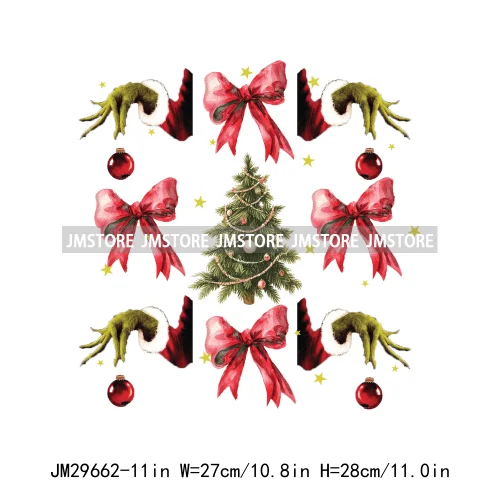 Christmas Santa Red Coquette Highland Cow Xmas Holly Jolly Vibes Iron On DTF Transfers Stickers Ready To Press For T-shirts