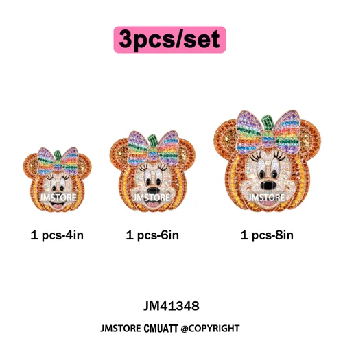 Cartoon Friends Character Faux Glitter Coquette Pumpkin Girly Halloween Iron on DTF Transfer Stickers Heat Press for Hoodies Bag