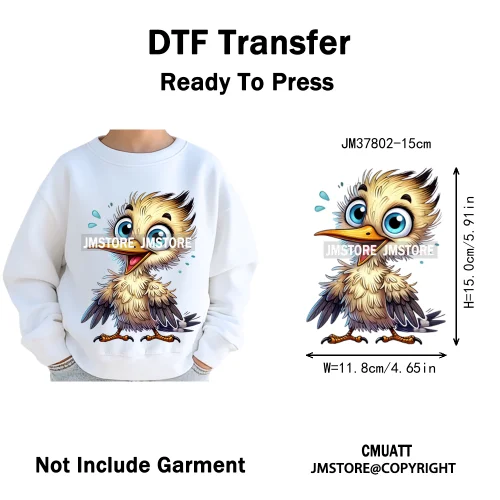 15cm 5.9in Kids Cute Nursery Thermal Printed Bird Fly Animal Washable Iron on DTF Transfers Stickers Ready to Press for Textile