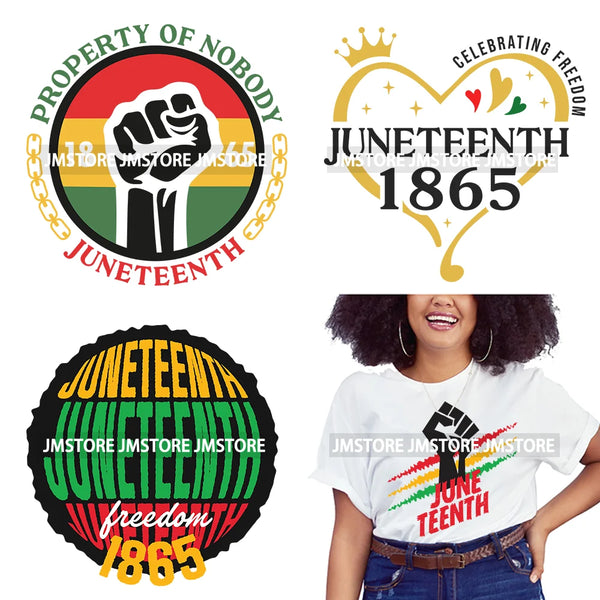 Juneteenth Heart African American Free-ish Freedom Vibeds Since 1865 Independence Day DTF Transfers Stickers For T-shirts Bags