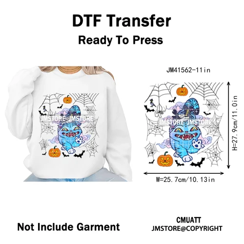 Cute Blue Tiger Idol Group Characters Kpop Halloween Pumpkin Iron on DTF Washable Transfers Stickers Ready to Press for Textile