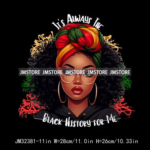 Big Black History Energy Proud Afro Woman Juneteenth Fist Breaking Chains Iron On DTF Heat Press Transfers Stickers For T-shirts