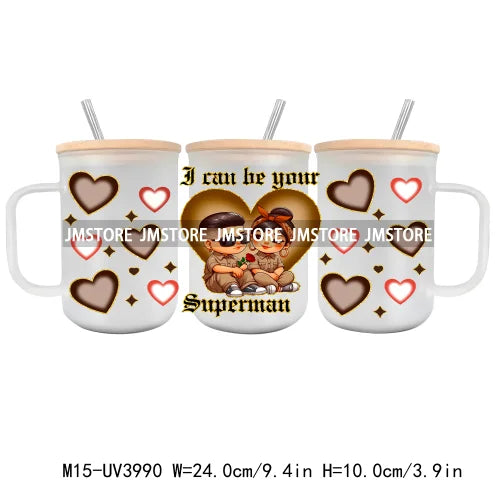 Valentine Chicano Couple UV DTF Sticker For 15OZ Mug Libbey Glass Cup Can Wrap Transfer Stickers Custom Labels DIY Logo Mexican