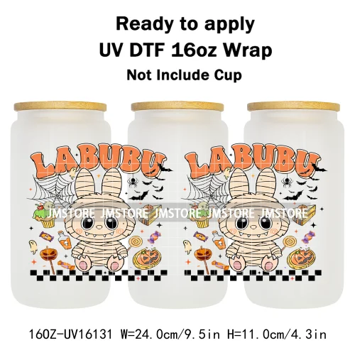 Spooky Doll Monster Characters UV DTF Stickers Fall Pumpkin Halloween Ready to Transfer Cup Wrap For Libbey Can Glass Tumblers