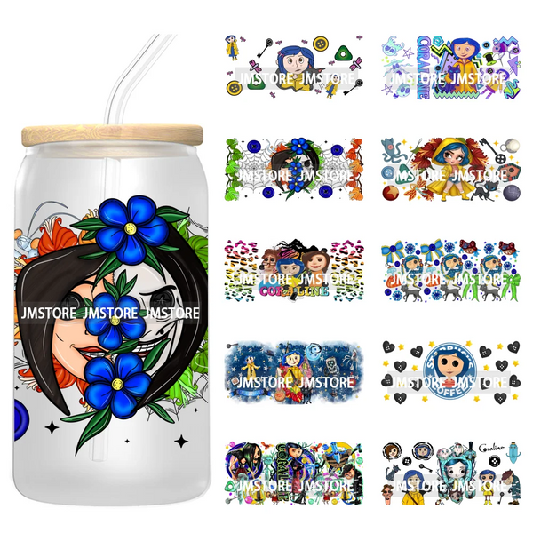 Coquette Bow Movie Eyes Buttons 16OZ UV DTF Cup Wraps Ready To Apply Waterproof Transfer Stickers For Libbey Glass Can Tumbler